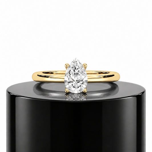 Pear Solitaire Ring