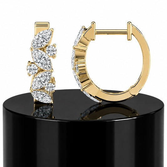 Marquise & Round Diamond Hoops