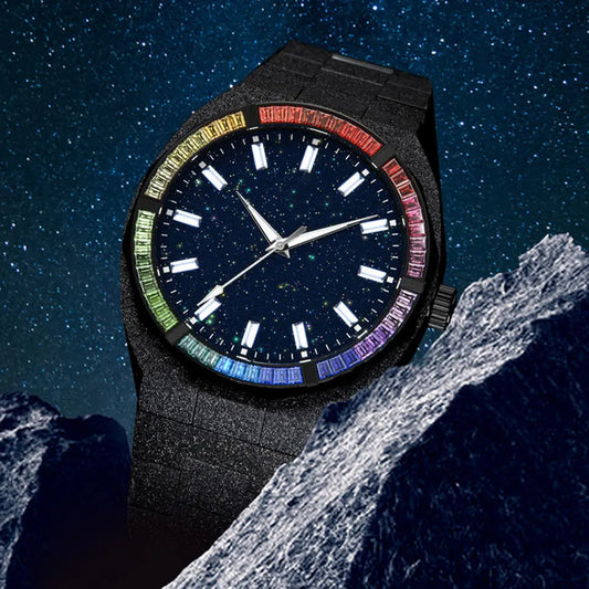 Dark 30m Waterproof Rainbow Bezel Quartz Watch