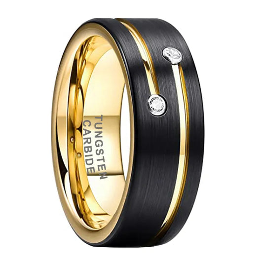 Black and Gold Tungsten Ring