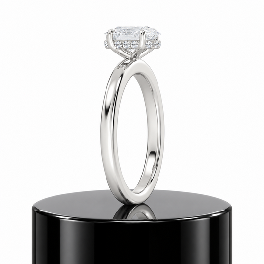 Oval Hidden Halo Ring