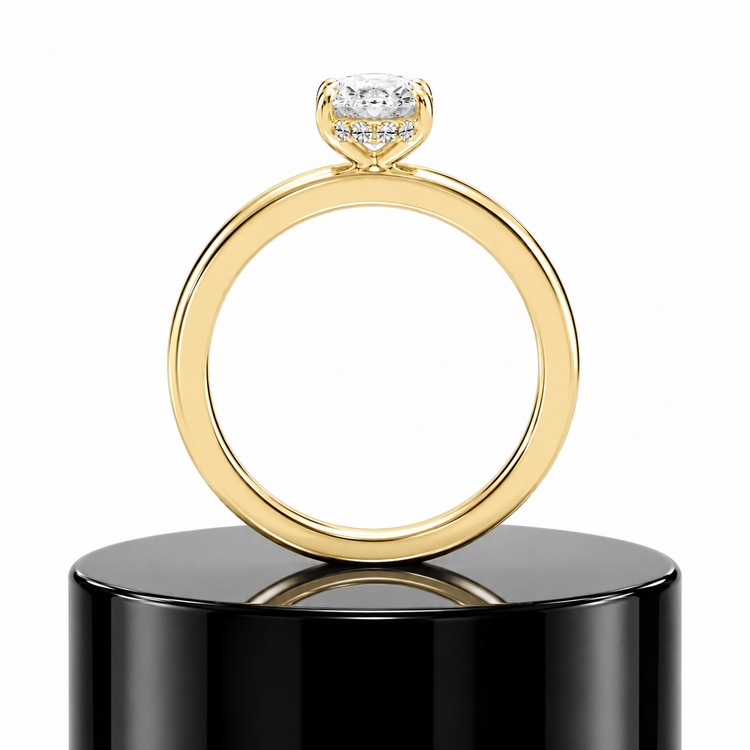 Oval Hidden Halo Ring