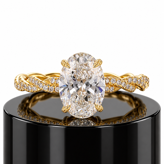 Oval Diamond Twisted Ring
