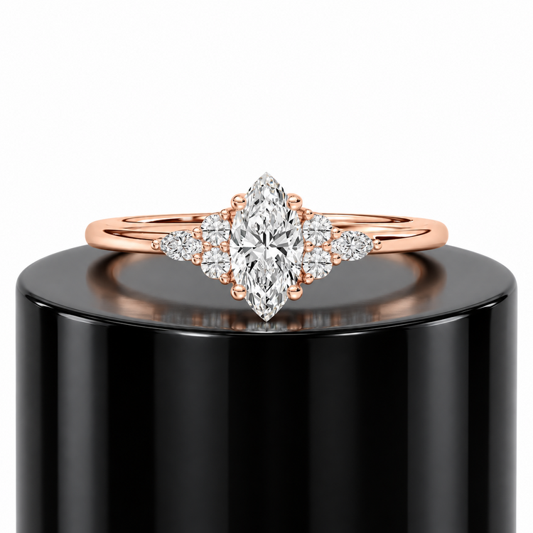 Crowned Marquise Engagement Ring