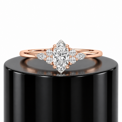 Crowned Marquise Engagement Ring