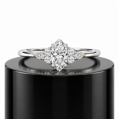 Crowned Marquise Engagement Ring