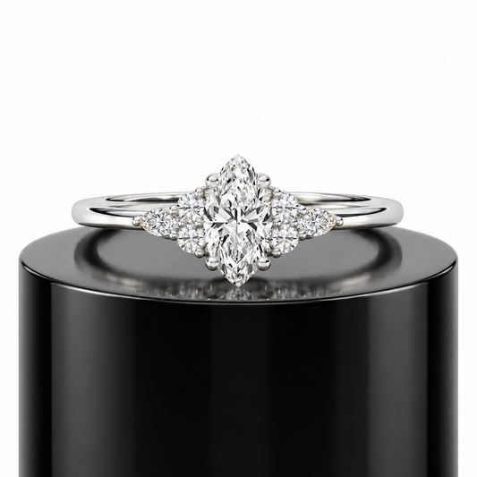 Crowned Marquise Engagement Ring
