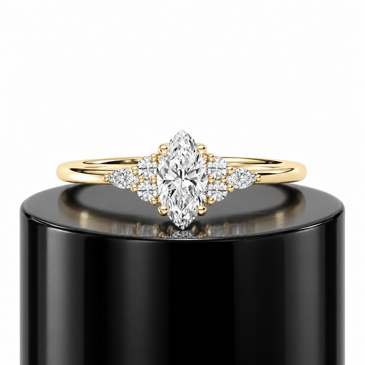 Crowned Marquise Engagement Ring