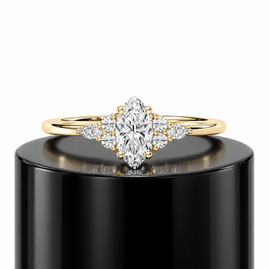 Crowned Marquise Engagement Ring