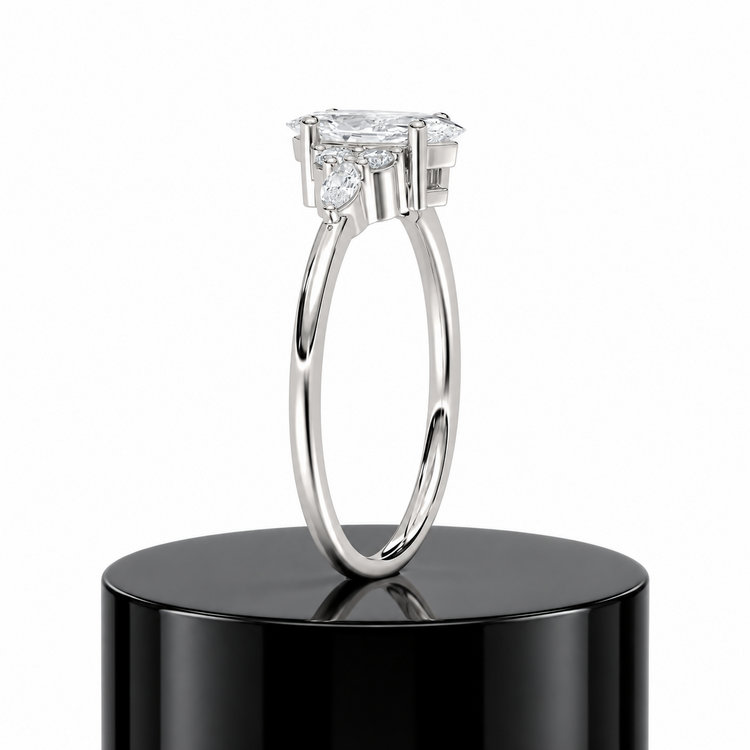 Crowned Marquise Engagement Ring