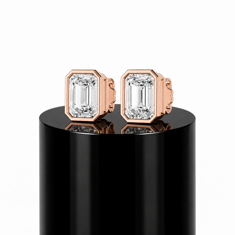 Emerald Bezel Studs