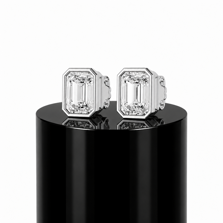 Emerald Bezel Studs