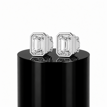 Emerald Bezel Studs