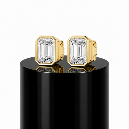Emerald Bezel Studs