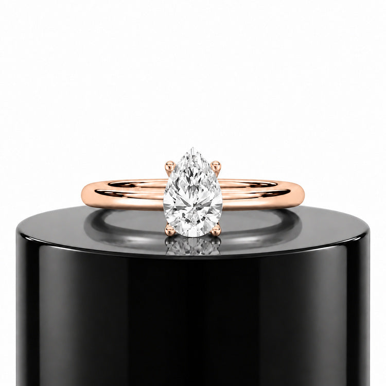 Pear Solitaire Ring
