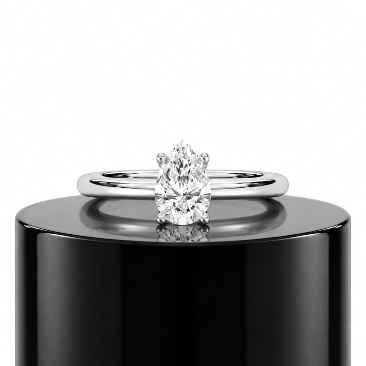 Pear Solitaire Ring