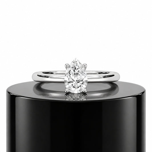 Pear Solitaire Ring