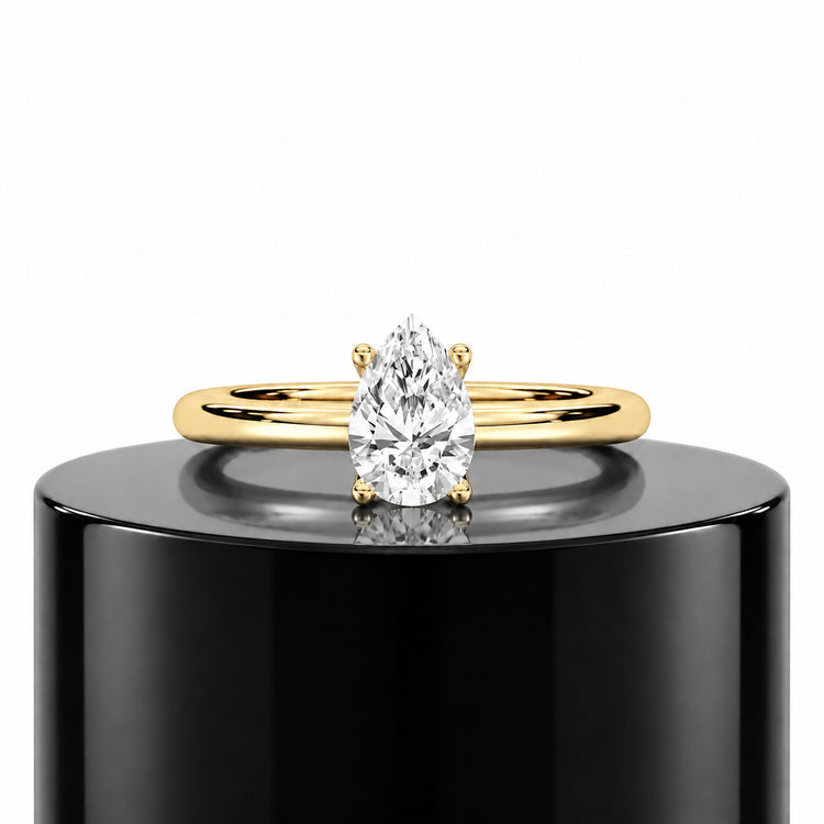 Pear Solitaire Ring