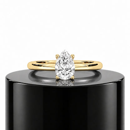 Pear Solitaire Ring