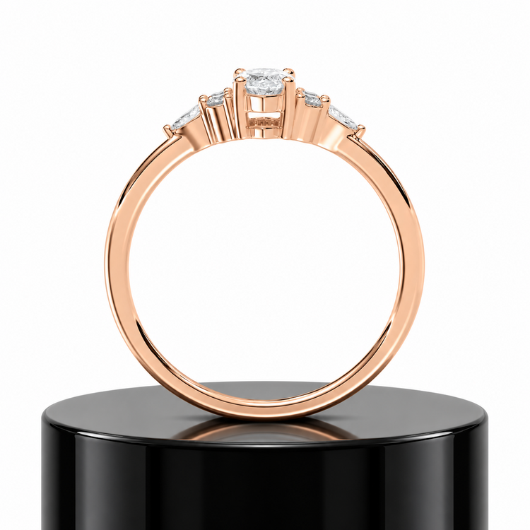 Crowned Marquise Engagement Ring