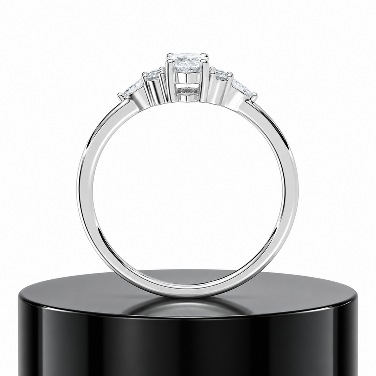 Crowned Marquise Engagement Ring