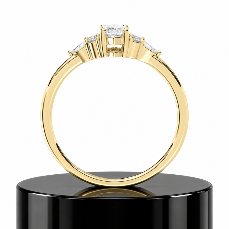 Crowned Marquise Engagement Ring