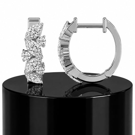 Marquise & Round Diamond Hoops