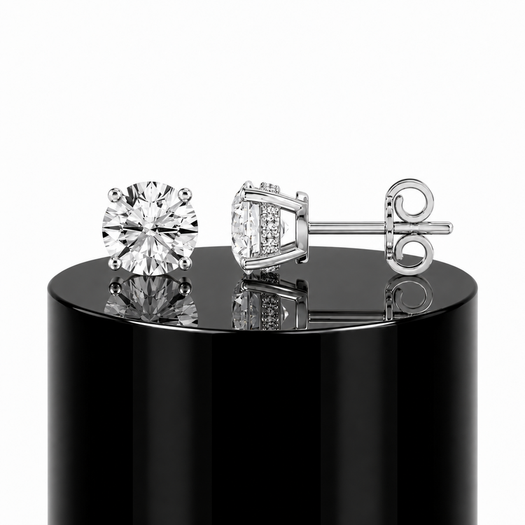 Round Hidden Halo Studs