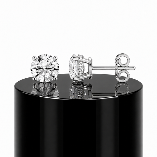 Round Hidden Halo Studs