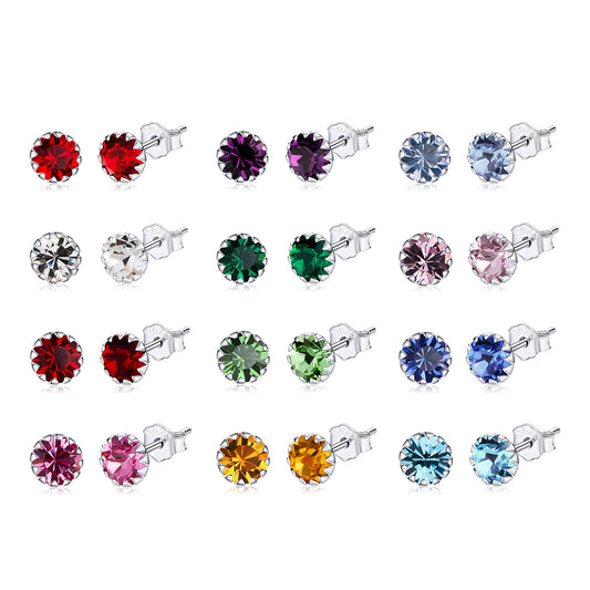 Round Birthstone Earrings