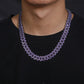 14mm Black Gold Plated Purple Iced out Cuban Link Chain