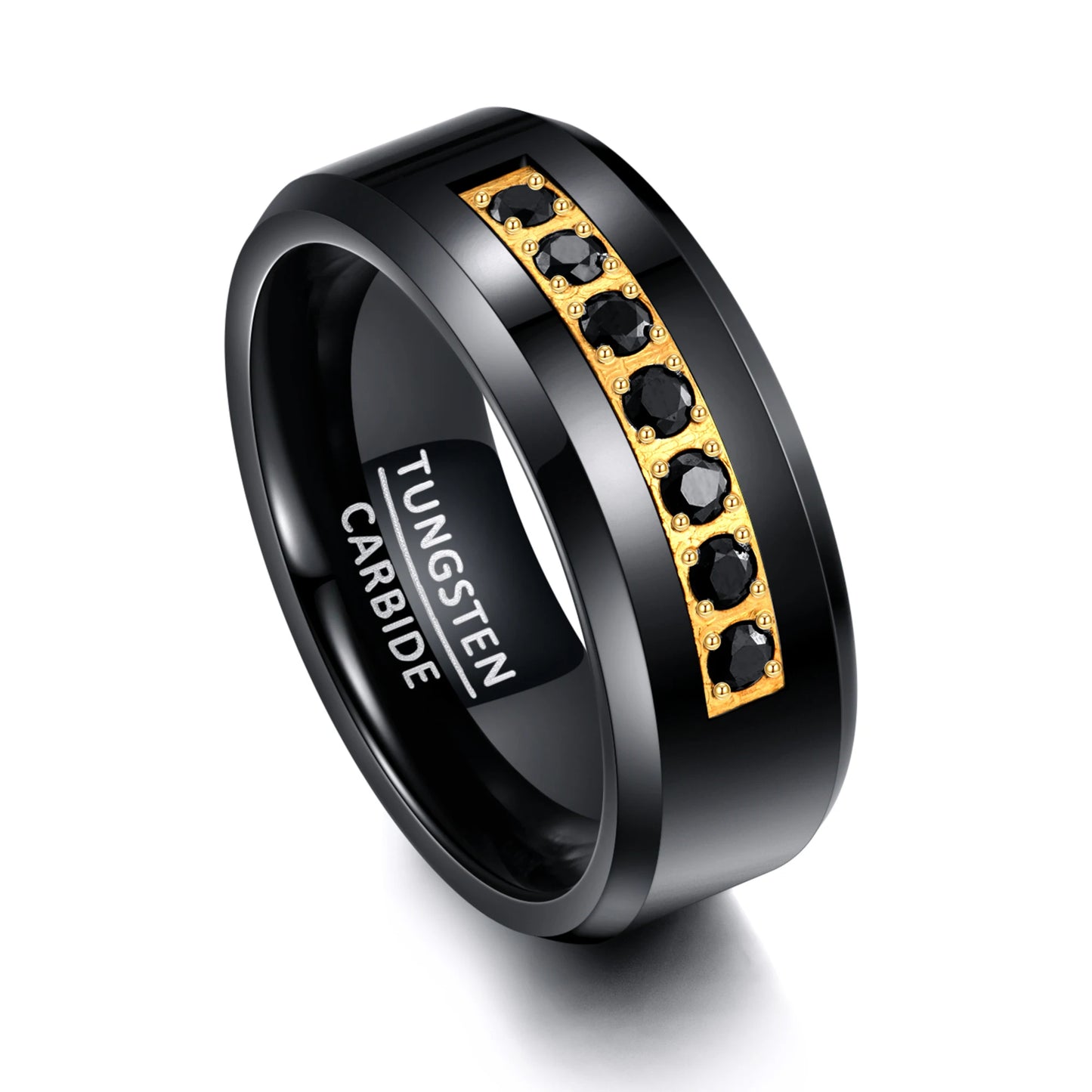 Tungsten Seven Diamond CZ Inlay