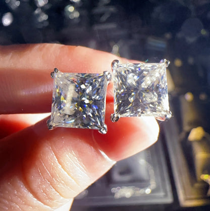 Moissanite Square Princess Cut Earrings