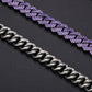 14mm Black Gold Plated Purple Iced out Cuban Link Chain