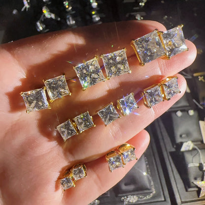 Moissanite Square Princess Cut Earrings