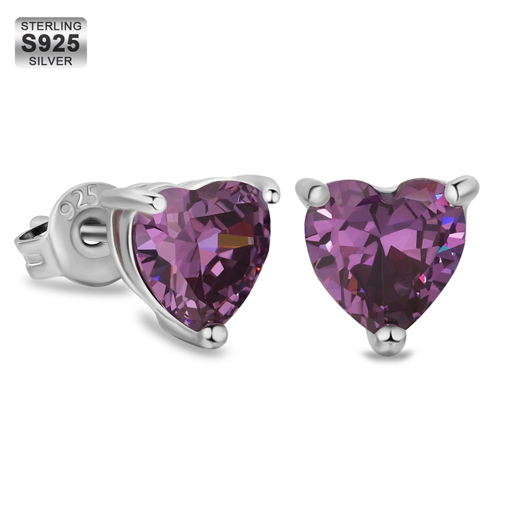 Heart Shaped Birthstone Earrings