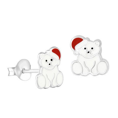 Polar Bear with Santa Hat Studs