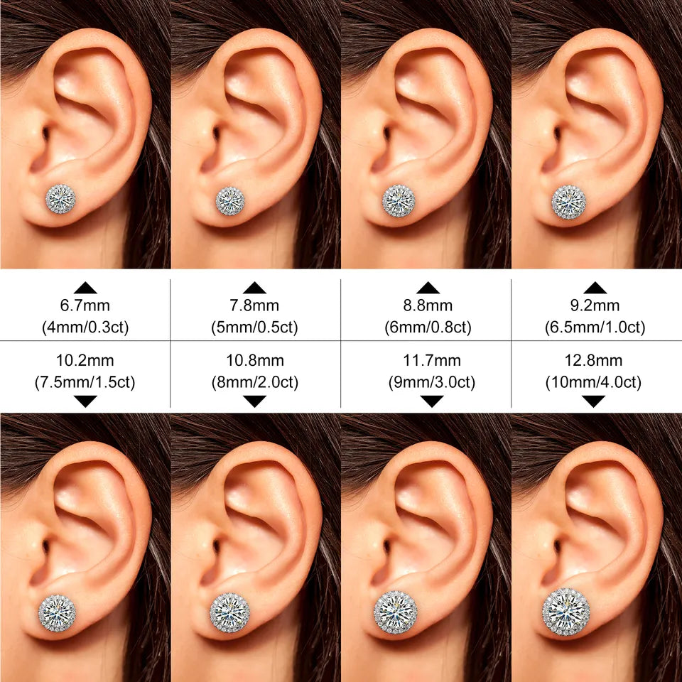 Moissanite Round With Cluster Earrings – Plethora Diamonds