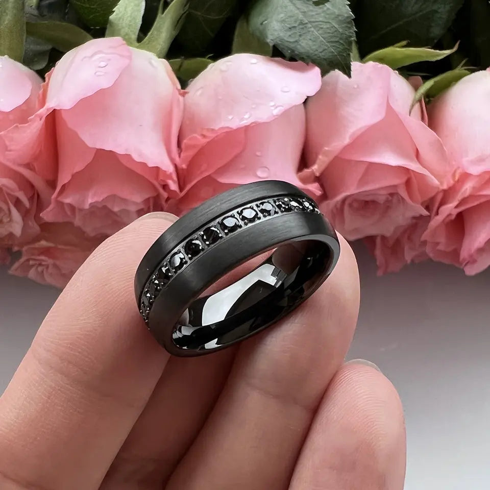 Black Diamond Tungsten Ring