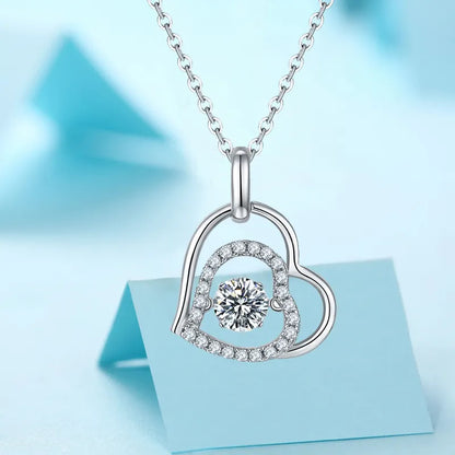 Moissanite Dancing Diamond Double Heart
