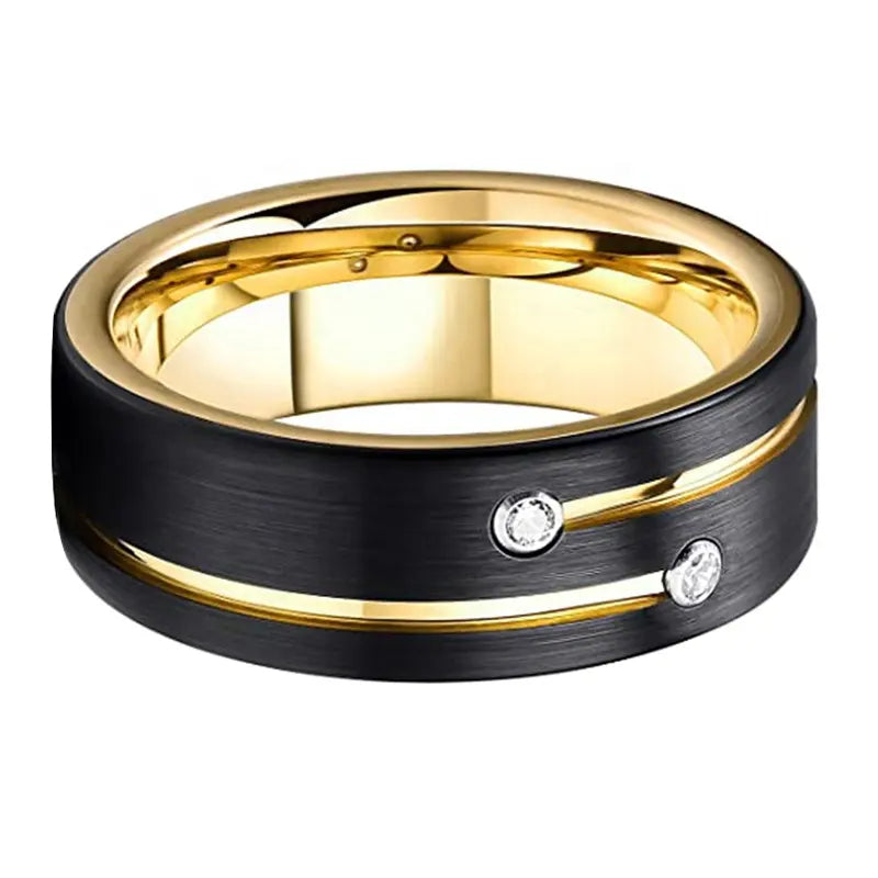 Black and Gold Tungsten Ring