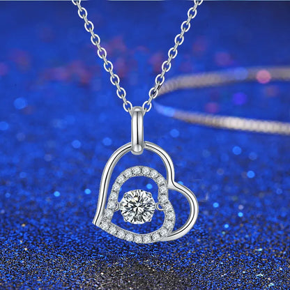 Moissanite Dancing Diamond Double Heart