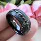 Black Diamond Tungsten Ring Hammered