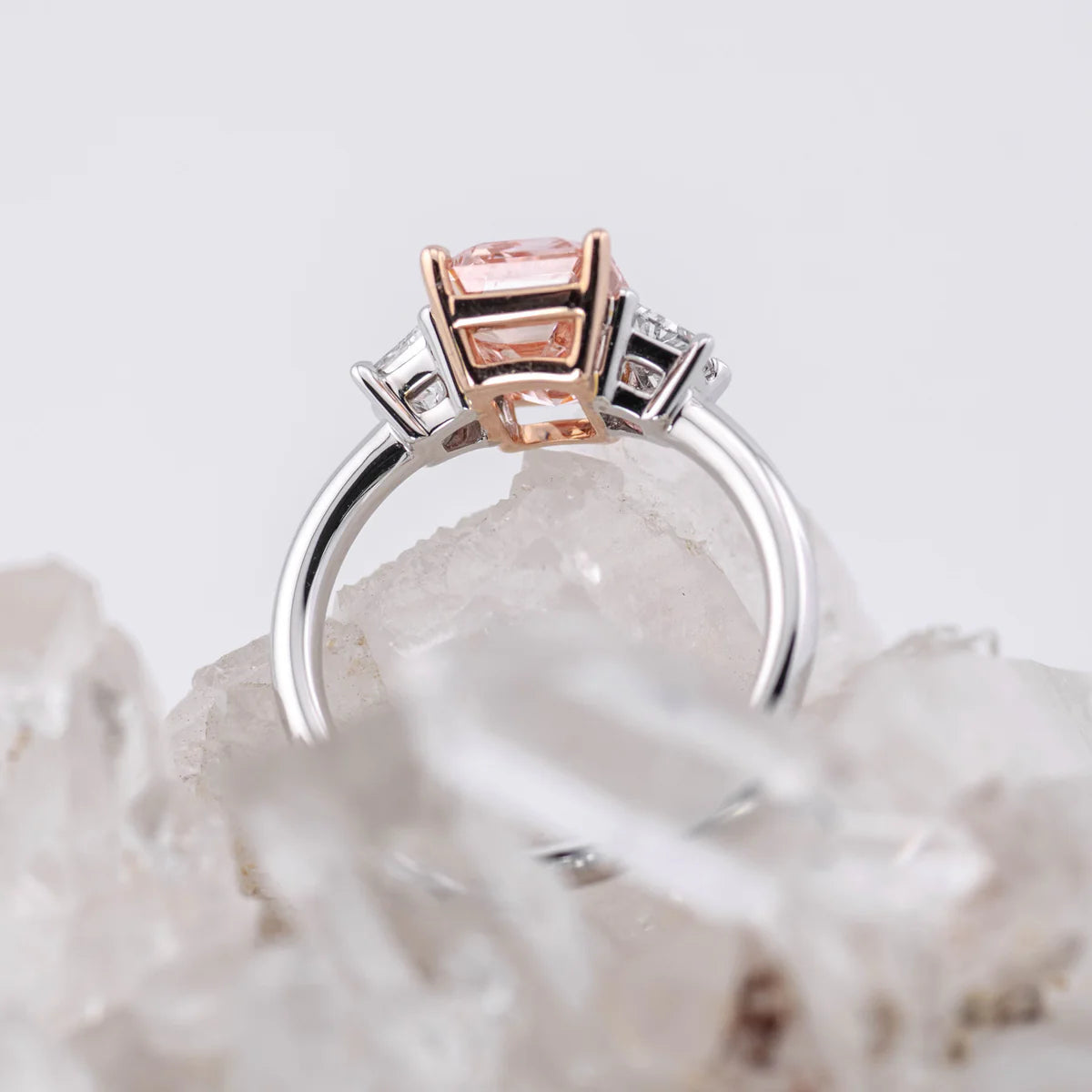 PINK DIAMOND 3CT EMERALD CUT TRILOGY