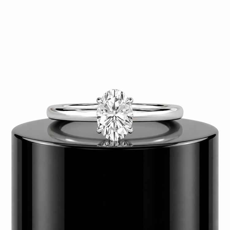 Oval Hidden Halo Ring