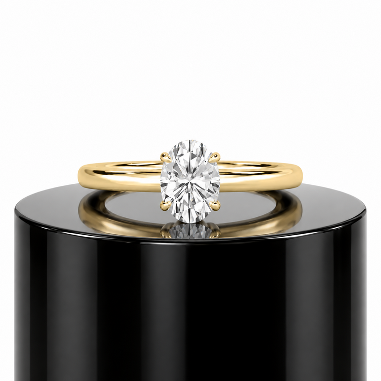 Oval Hidden Halo Ring