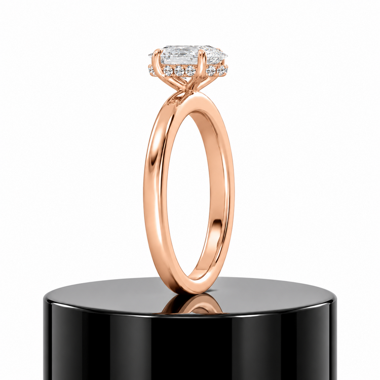 Oval Hidden Halo Ring