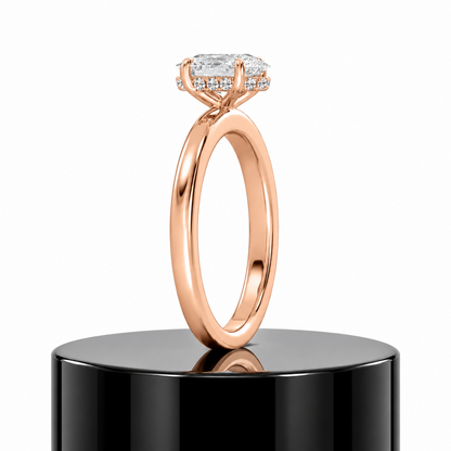 Oval Hidden Halo Ring