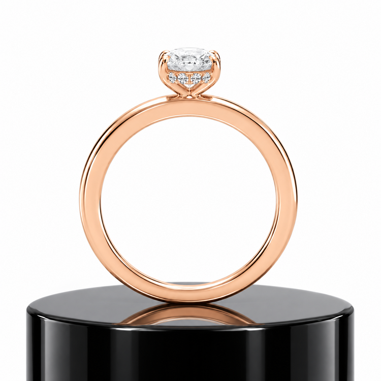 Oval Hidden Halo Ring