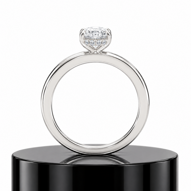 Oval Hidden Halo Ring